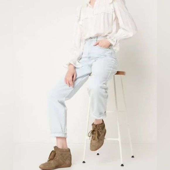 Isabel Marant Stainer Basket Shoes Womens 10 Taupe High Top Wedge Boho Sneakers - Picture 2 of 7